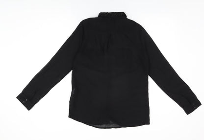 Womens UK Size M Stradivarius Black Basic Button-Up