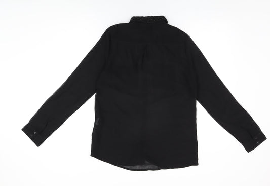 Womens UK Size M Stradivarius Black Basic Button-Up