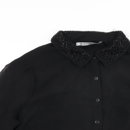 Womens UK Size M Stradivarius Black Basic Button-Up