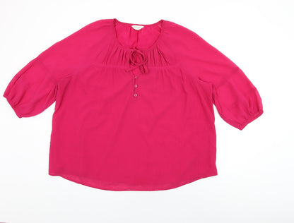 Womens UK Size 16 Per Una Pink Basic Blouse
