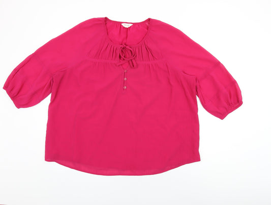 Womens UK Size 16 Per Una Pink Basic Blouse