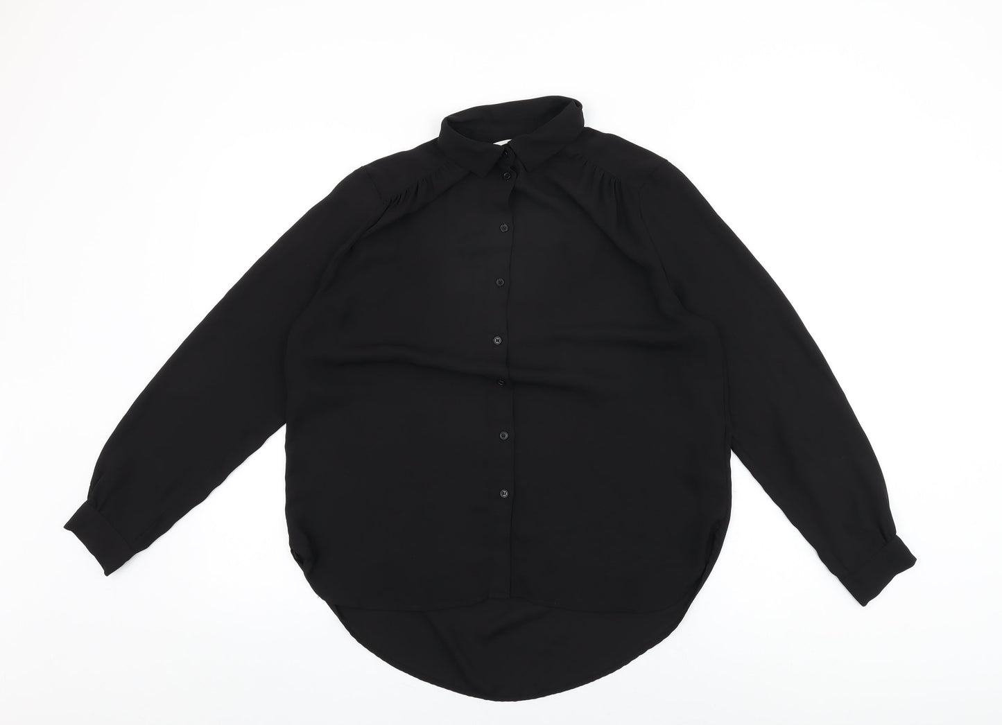 Womens UK Size 10 H&M Black Basic Button-Up