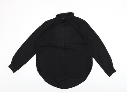 Womens UK Size 10 H&M Black Basic Button-Up