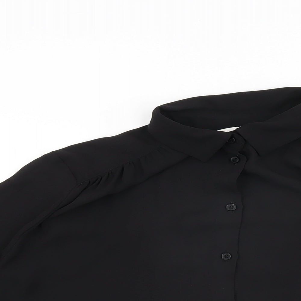 Womens UK Size 10 H&M Black Basic Button-Up