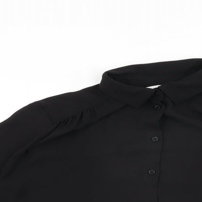 Womens UK Size 10 H&M Black Basic Button-Up