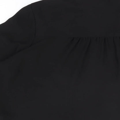 Womens UK Size 10 H&M Black Basic Button-Up