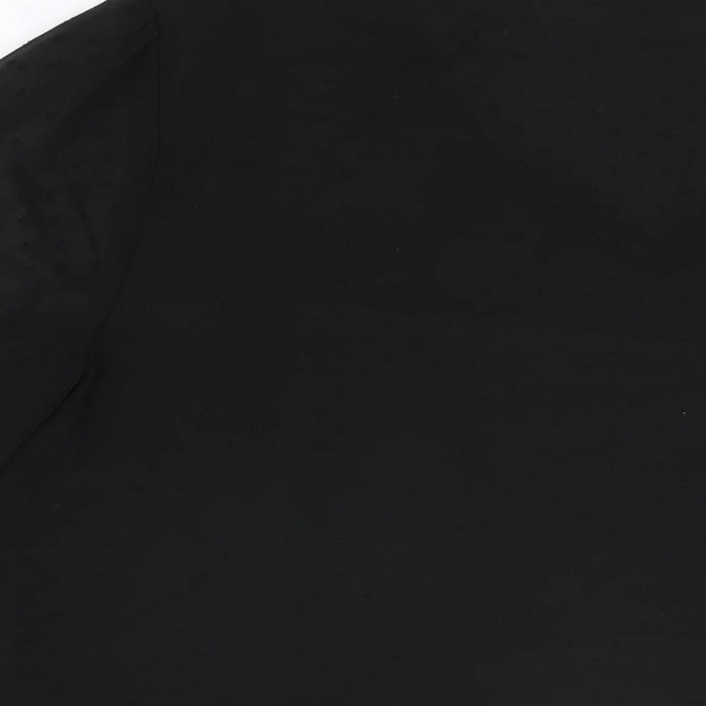 M&Co Womens Black Floral Polyester Basic Blouse Size 16 V-Neck