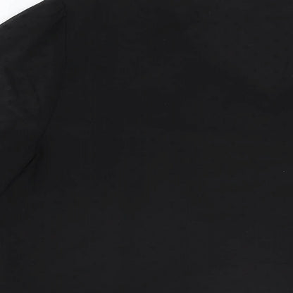 M&Co Womens Black Floral Polyester Basic Blouse Size 16 V-Neck