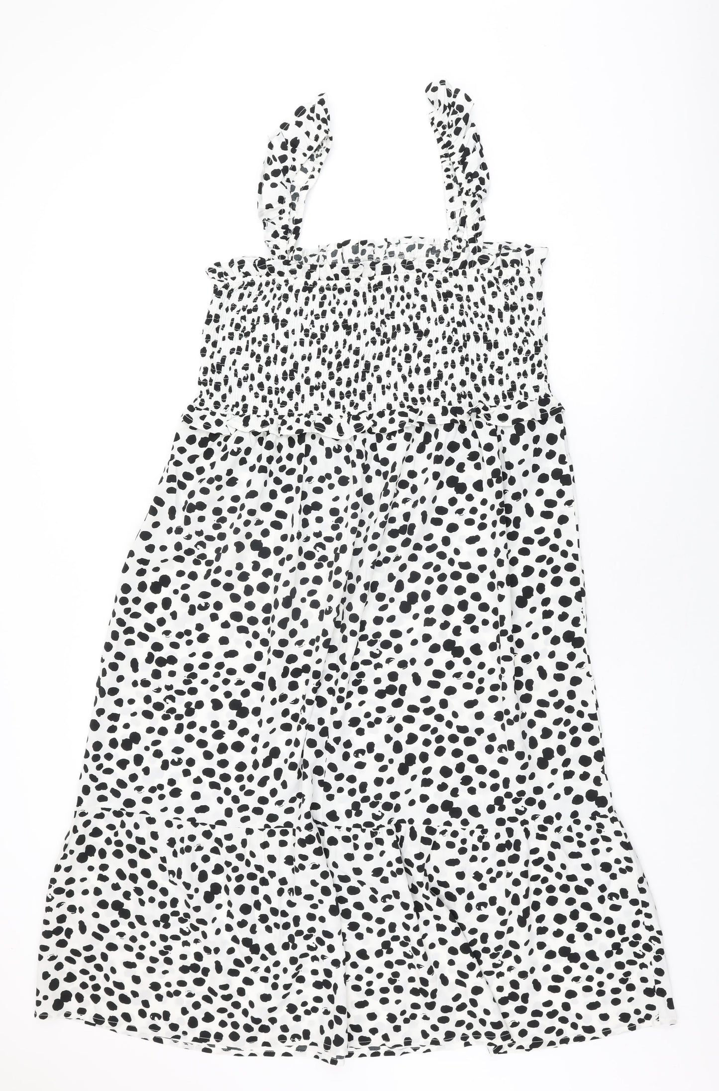 Influence Womens White Polka Dot Polyester Shift Size 20 Square Neck Pullover