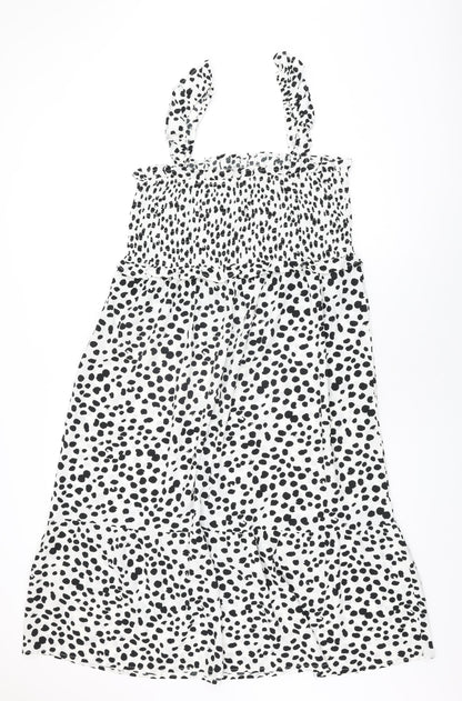 Influence Womens White Polka Dot Polyester Shift Size 20 Square Neck Pullover