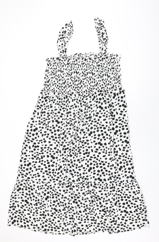 Influence Womens White Polka Dot Polyester Shift Size 20 Square Neck Pullover