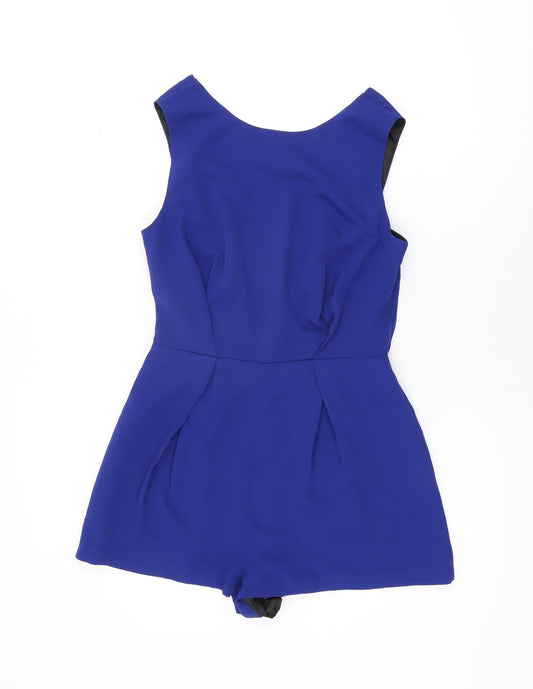 Topshop Womens Blue Polyester Playsuit One-Piece Size 10 L3 in Zip
