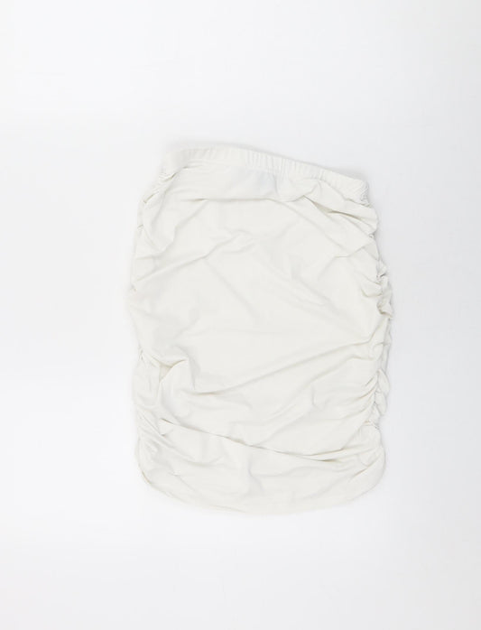 PRETTYLITTLETHING Womens White Polyester Mini Skirt Size 8