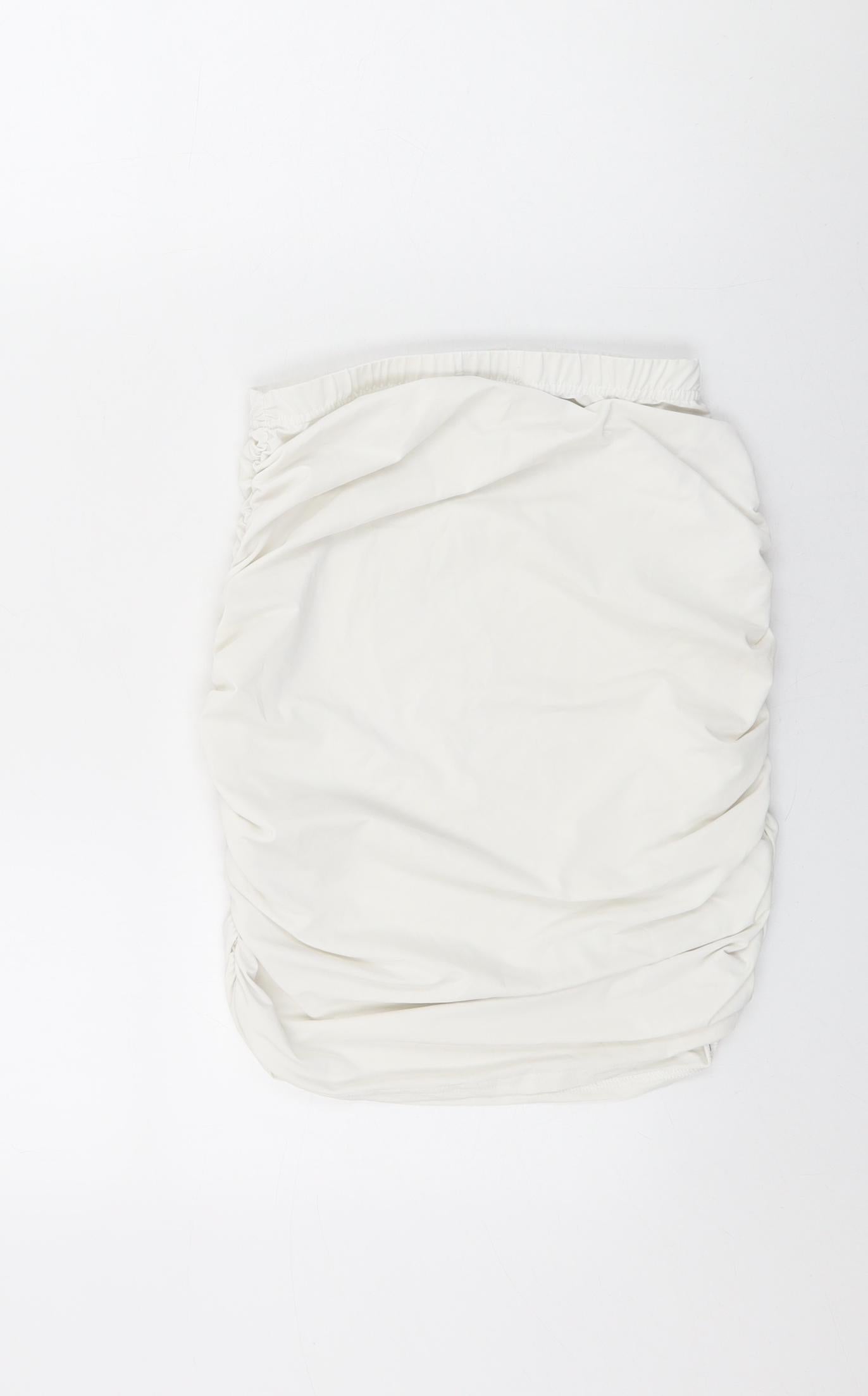 PRETTYLITTLETHING Womens White Polyester Mini Skirt Size 8