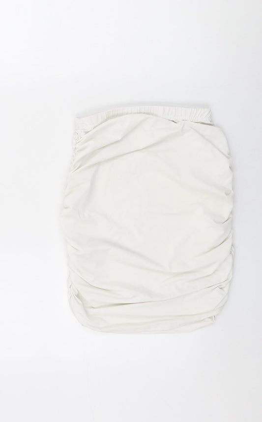 PRETTYLITTLETHING Womens White Polyester Mini Skirt Size 8