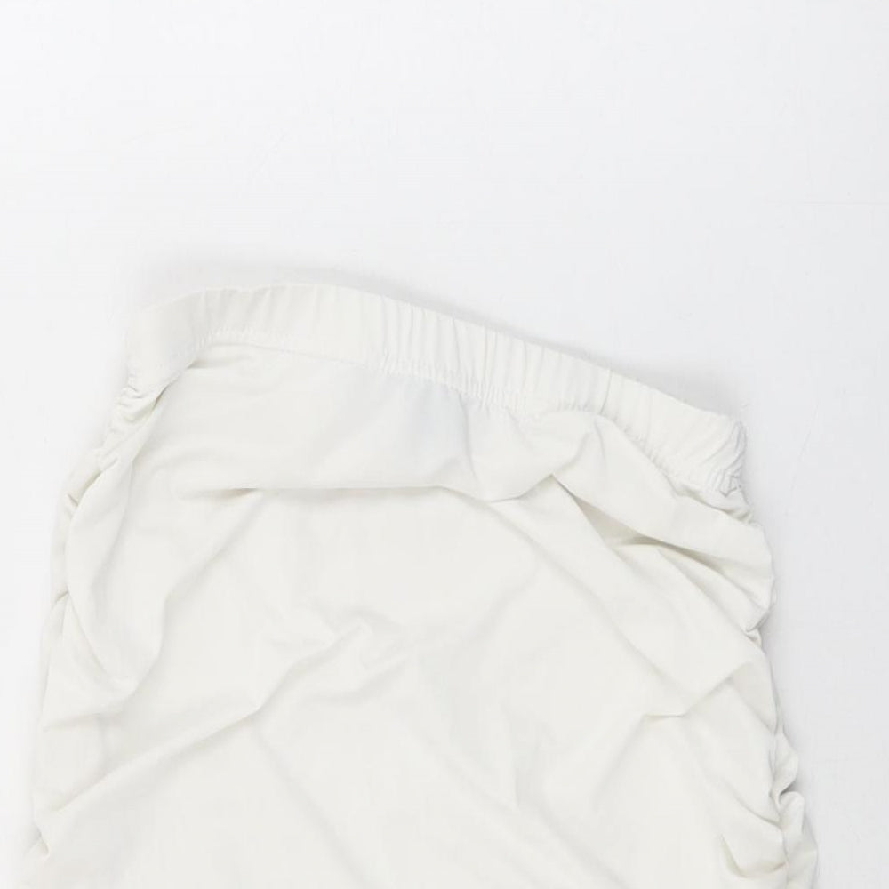 PRETTYLITTLETHING Womens White Polyester Mini Skirt Size 8