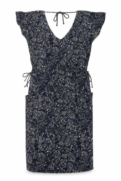 NEXT Womens Blue Floral Cotton Shift Size 8 V-Neck Tie