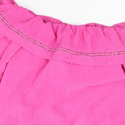 Love & Roses Womens Pink Polyester Basic Blouse Size 16 Scoop Neck - Frill Detail