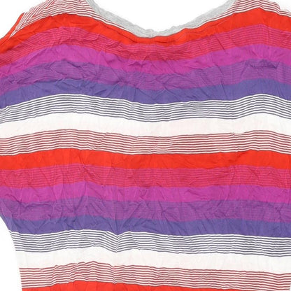 Autograph Womens Multicoloured Striped Viscose Basic T-Shirt Size 12 Round Neck