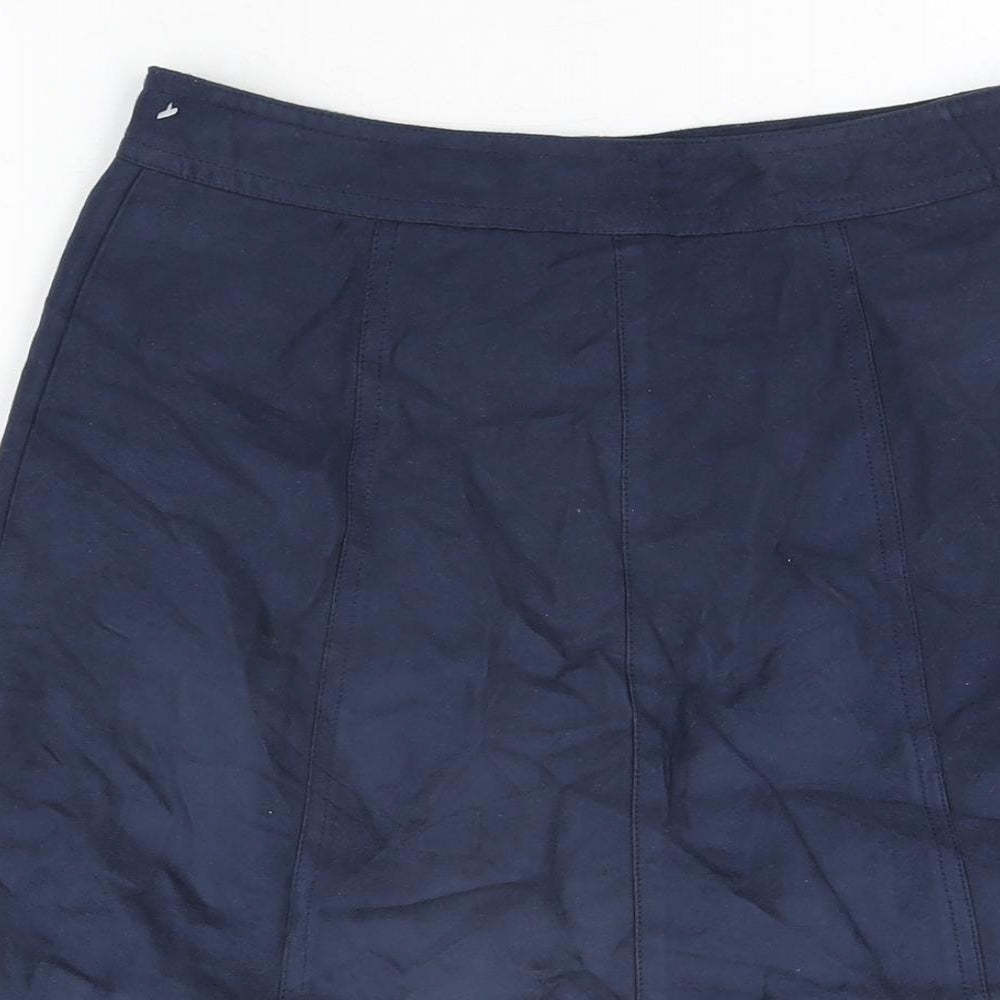 H&M Womens Blue Polyester Mini Skirt Size 8 Snap - Suede