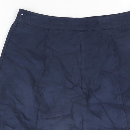 H&M Womens Blue Polyester Mini Skirt Size 8 Snap - Suede