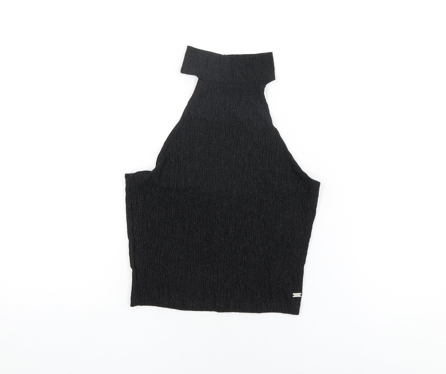 Womens UK Size M Pacific Republic Black Cropped T-Shirt