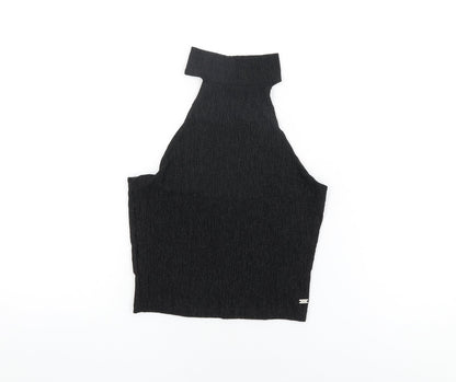Womens UK Size M Pacific Republic Black Cropped T-Shirt