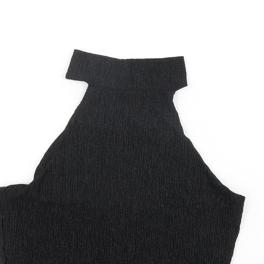 Womens UK Size M Pacific Republic Black Cropped T-Shirt