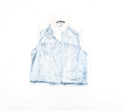 Womens UK Size S Zara Blue Basic Button-Up
