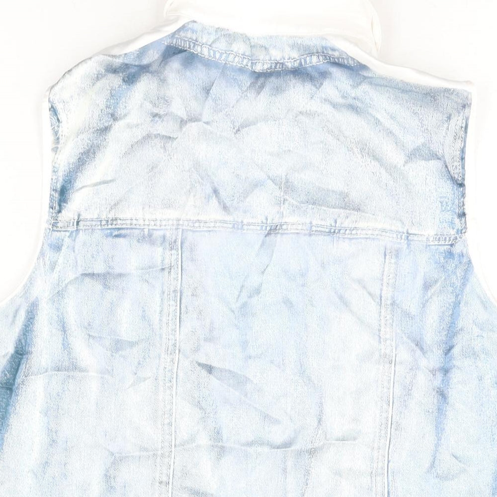 Womens UK Size S Zara Blue Basic Button-Up