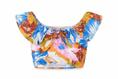 Womens UK Size L Zara Multicoloured Cropped T-Shirt