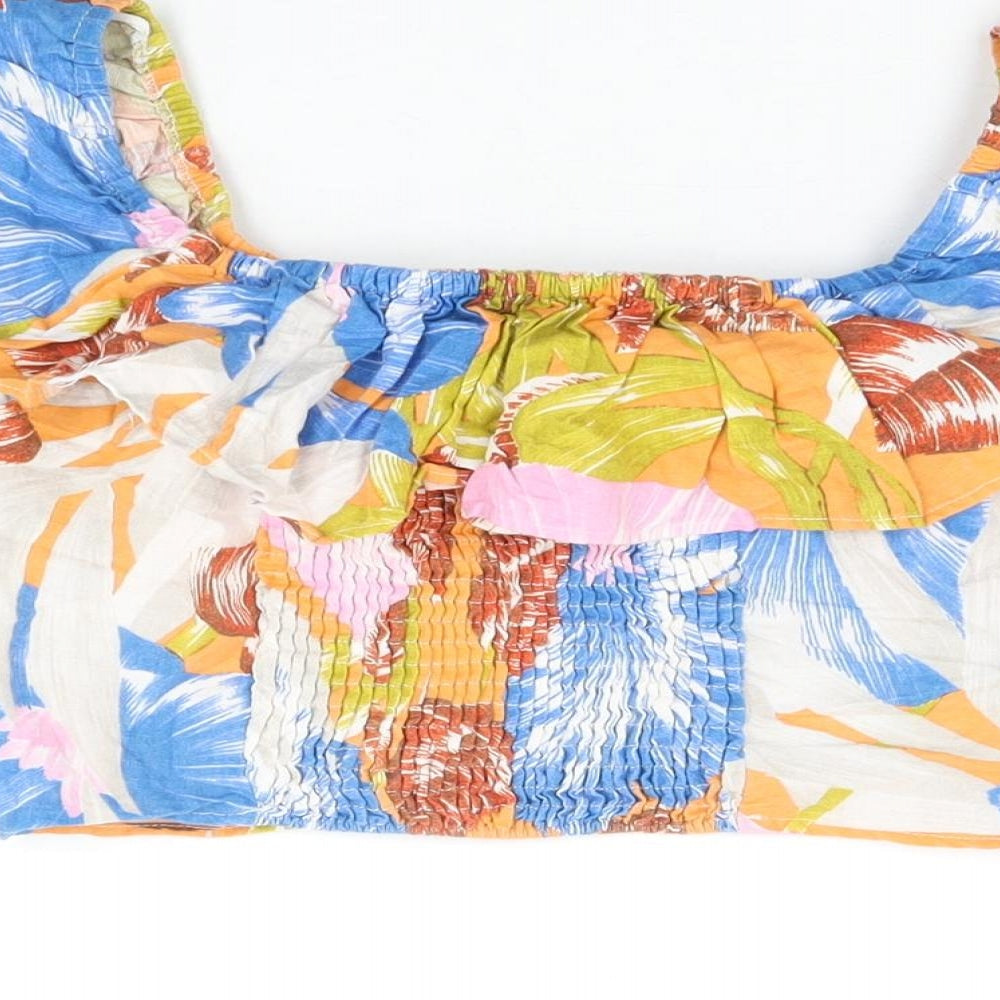 Womens UK Size L Zara Multicoloured Cropped T-Shirt