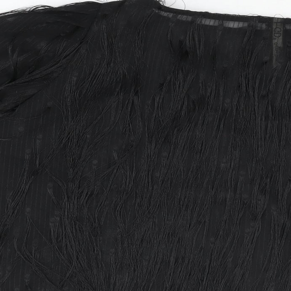 Golden Days Womens Black Polyester Basic Blouse Size M Round Neck - Tassles