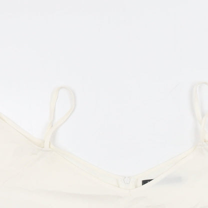 Boohoo Womens White Polyester Basic T-Shirt Size 12 V-Neck