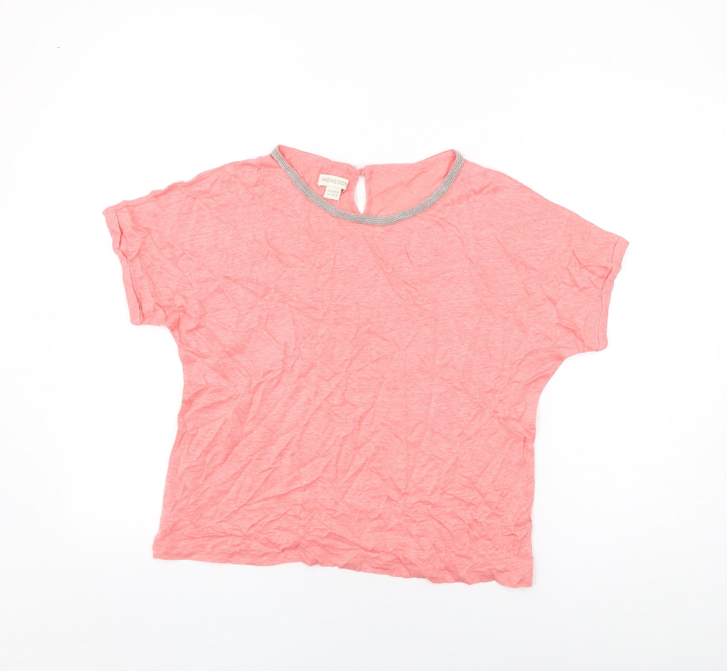 Womens UK Size 14 Monsoon Pink Basic T-Shirt