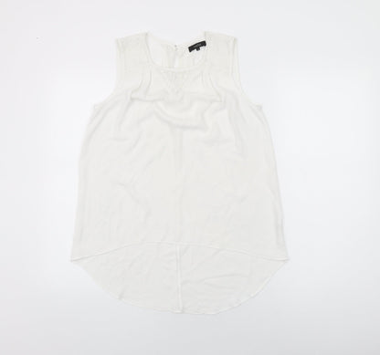 Nichii Womens White Polyester Basic T-Shirt Size M Round Neck - Lace Detail
