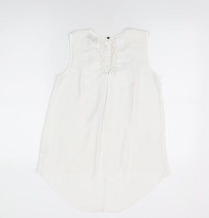 Nichii Womens White Polyester Basic T-Shirt Size M Round Neck - Lace Detail