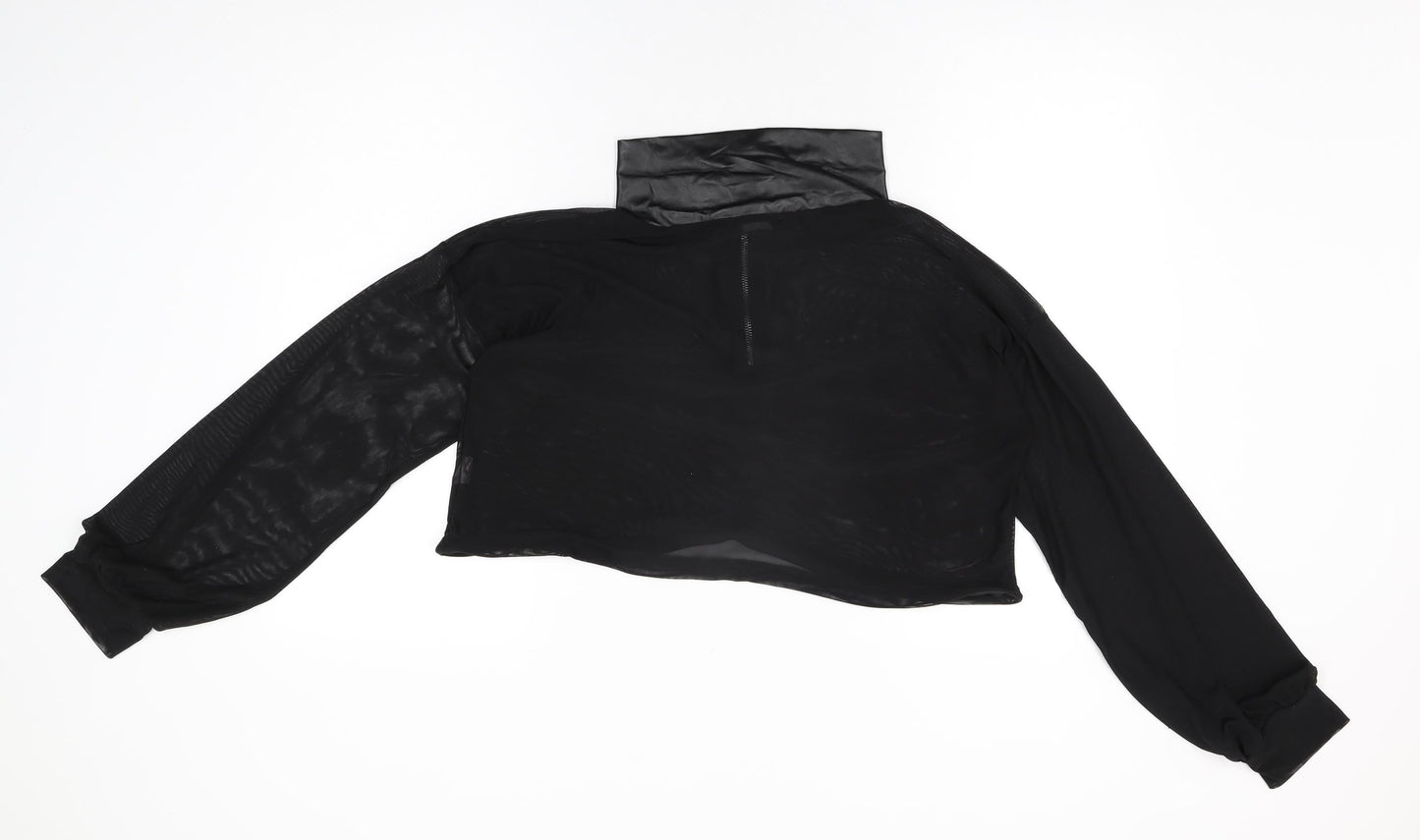 Womens UK Size 12 PRETTYLITTLETHING Black Cropped T-Shirt