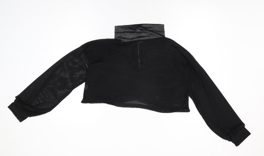 Womens UK Size 12 PRETTYLITTLETHING Black Cropped T-Shirt