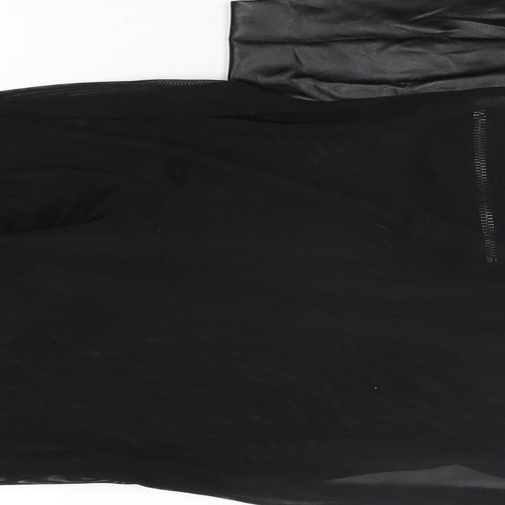 Womens UK Size 12 PRETTYLITTLETHING Black Cropped T-Shirt