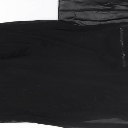 Womens UK Size 12 PRETTYLITTLETHING Black Cropped T-Shirt