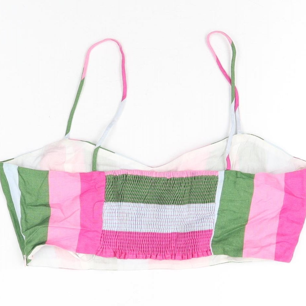 Womens UK Size M Zara Multicoloured Cropped T-Shirt