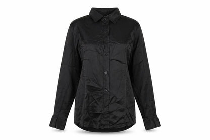 Delie Womens Black Polyester Basic Button-Up Size L Collared