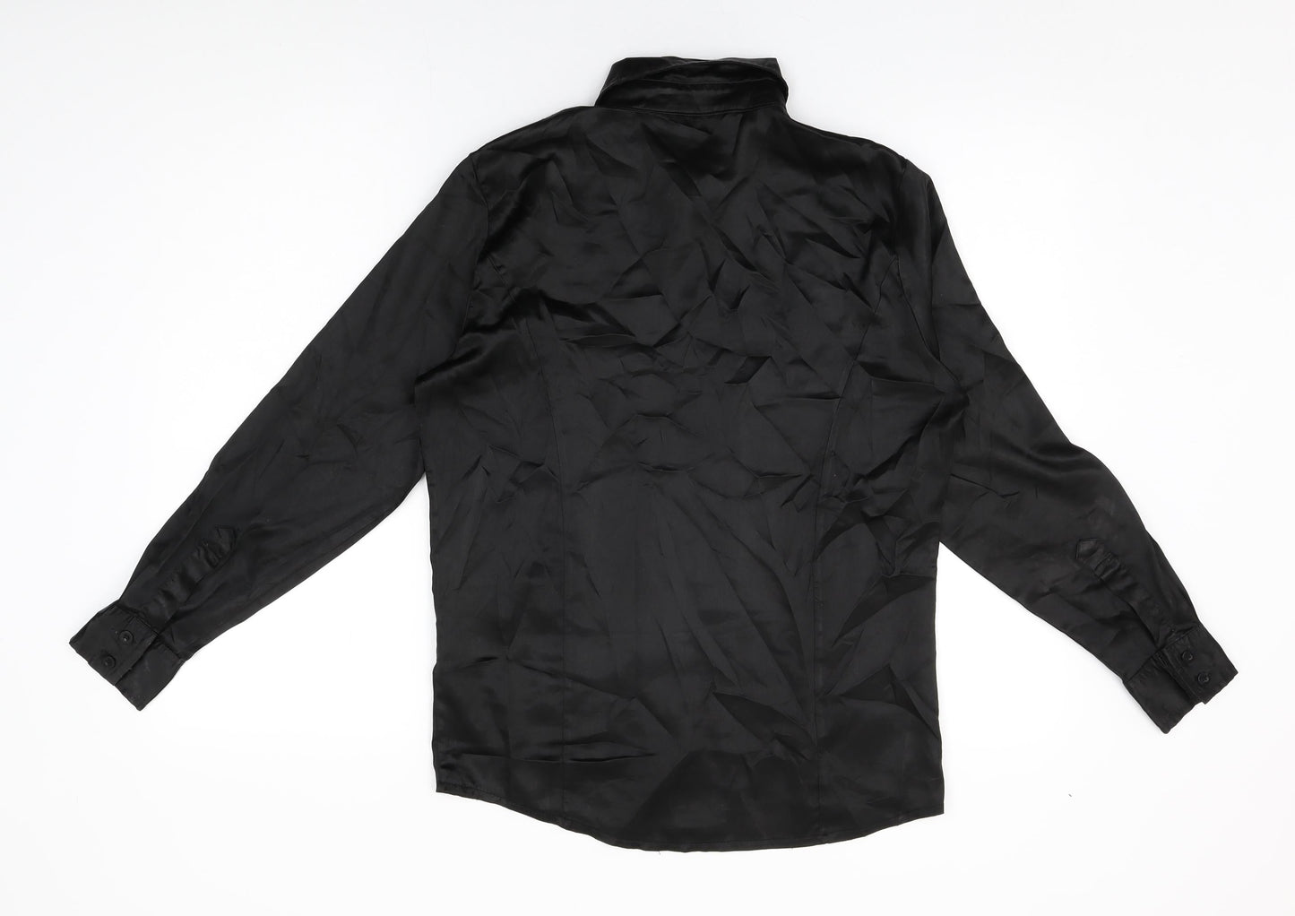 Delie Womens Black Polyester Basic Button-Up Size L Collared