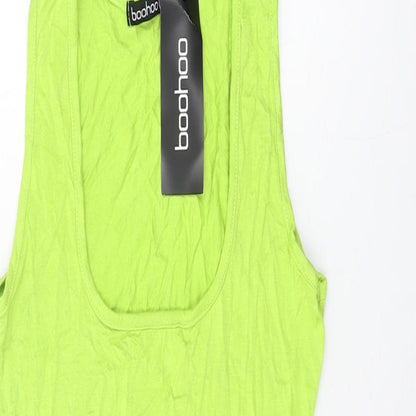 Boohoo Womens Green Viscose Bodycon Size 8 Square Neck Pullover