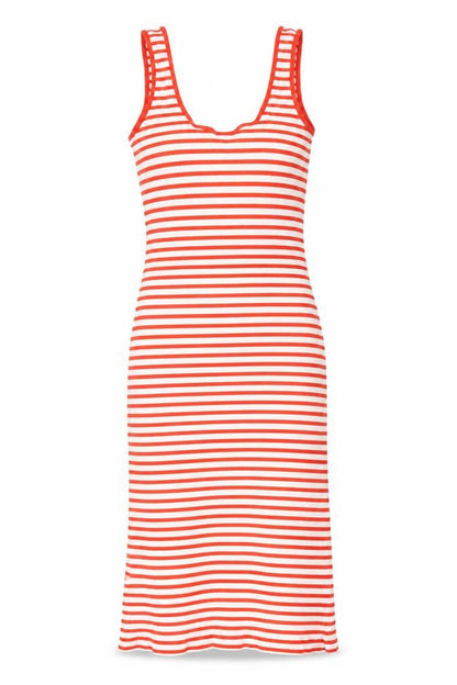 H&M Womens Red Striped Cotton Tank Dress Size S Scoop Neck Pullover