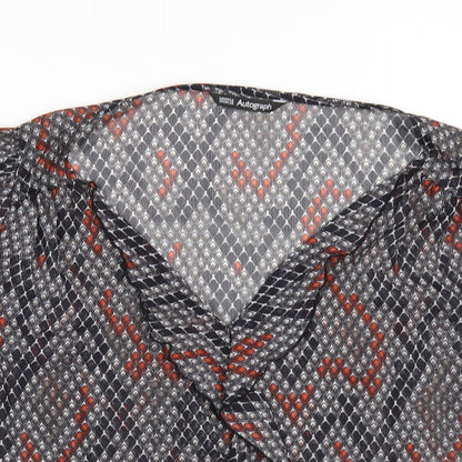Autograph Womens Multicoloured Geometric Polyester Basic Blouse Size 14 V-Neck