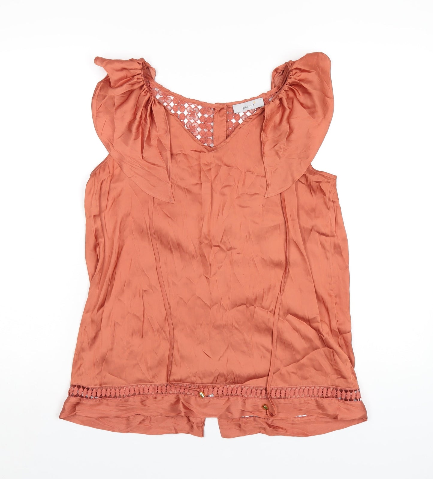 Womens UK Size 10 Per Una Orange Basic T-Shirt