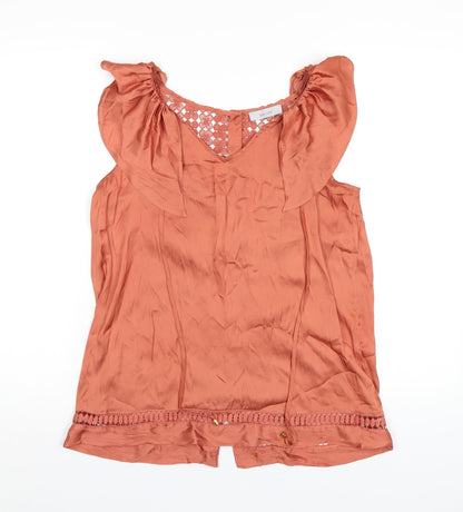 Womens UK Size 10 Per Una Orange Basic T-Shirt