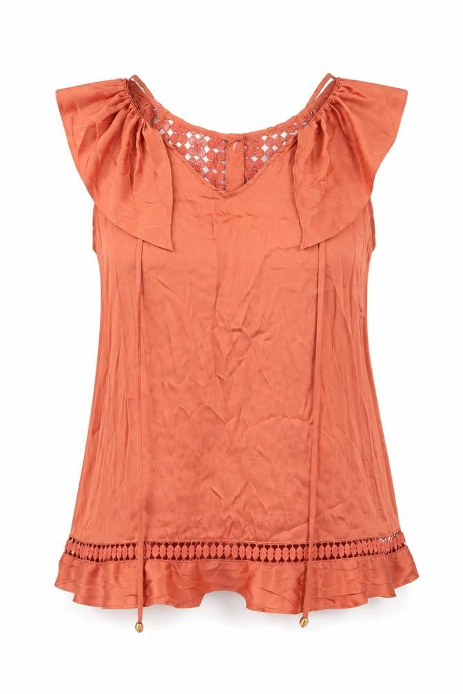 Womens UK Size 10 Per Una Orange Basic T-Shirt